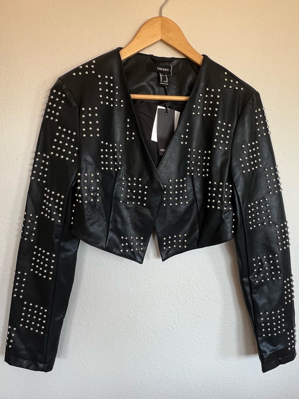 Forever 21 Women's Faux Leather Jacket w/ Studs Women’s Size XS NWT